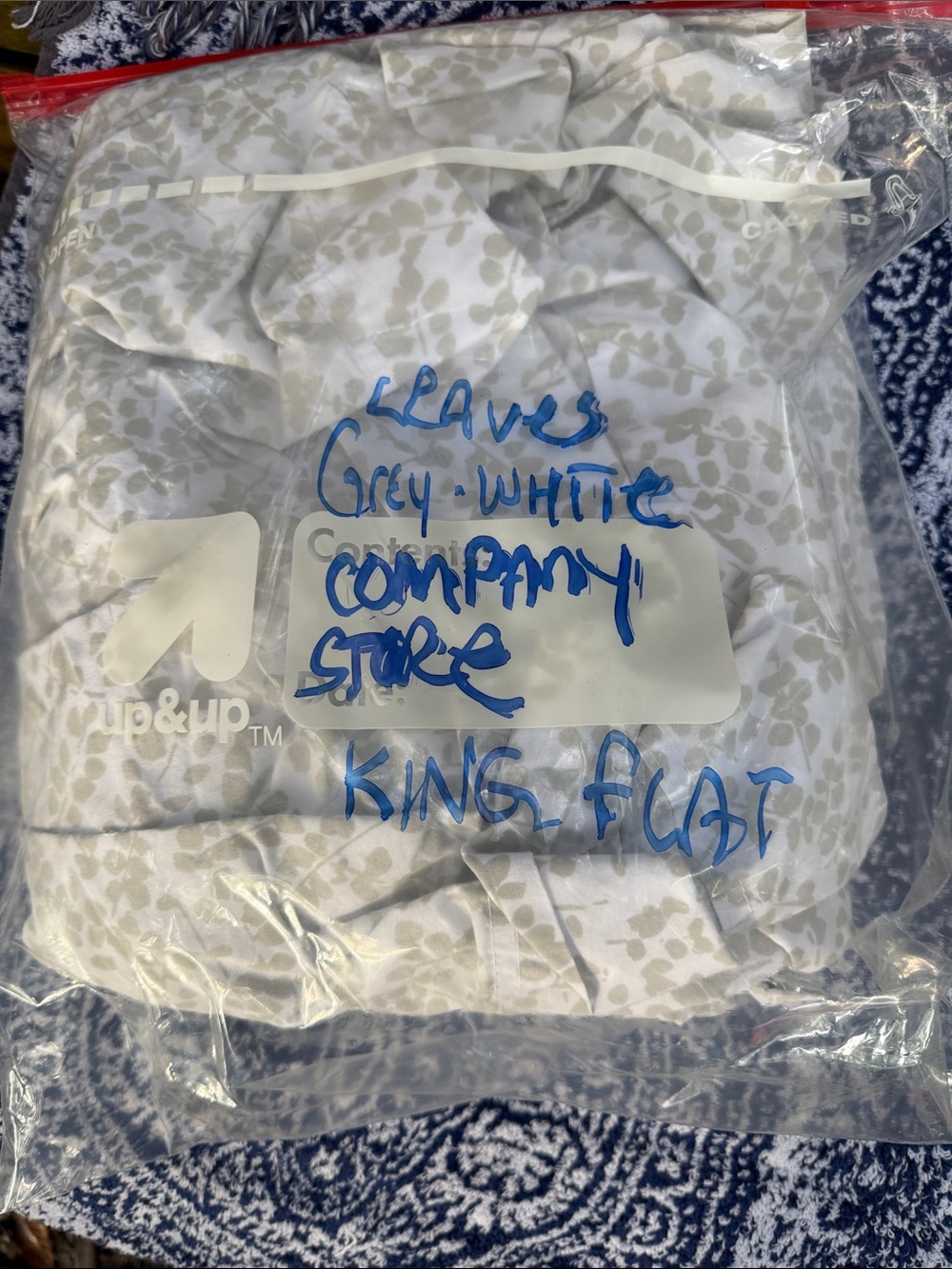 Grey and White Leaf Print Comforter - King/Flat the Company Store